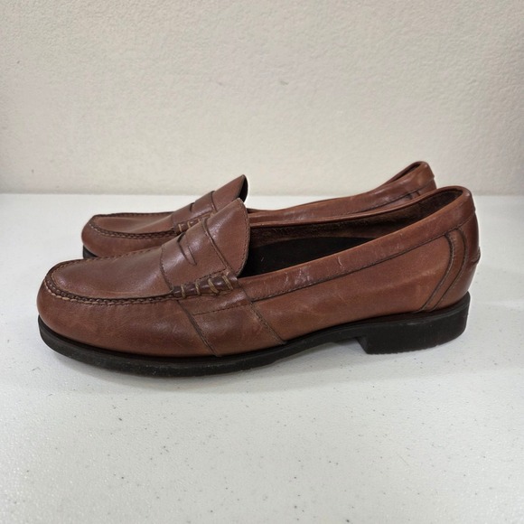 Rockport Mens Brown Leather Penny Loafers Size 13 W Slip On Shoes 1159